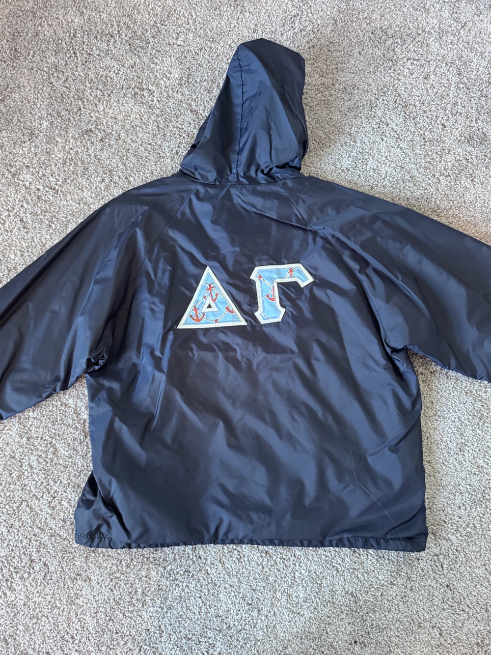 Charles River Apparel Navy Hooded Raincoat with Back Patches